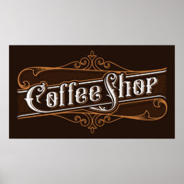 Póster Señalización de la tienda de café de época