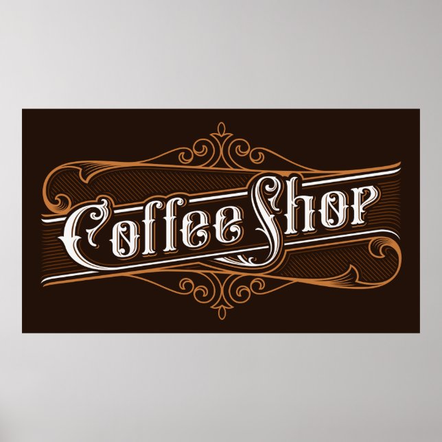 Póster Señalización de la tienda de café de época (Frente)