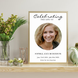 Póster Sencilla Celebración de la Vida Foto Funeral Memor