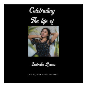 Póster Sencilla Celebración de la Vida Funeral Memorial F
