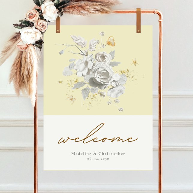 Póster Sencilla elegancia Boda floral amarillo signo de b (Subido por el creador)