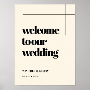 Póster Sencilla elegancia y Moda Boda Bienvenida Crema