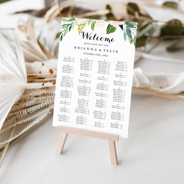 Póster Sencilla placa de asiento alfabético verde floral (Subido por el creador)