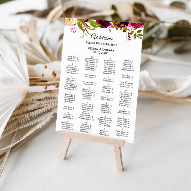 Póster Sencilla tabla de asientos alfabéticos florales de (Subido por el creador)