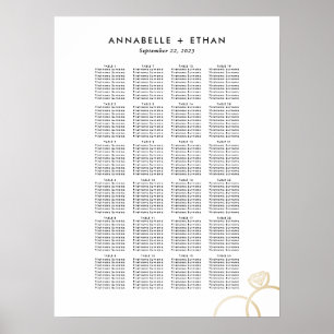 Póster Sencilla tabla de asientos Boda de anillos moderno