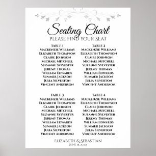 Póster Sencilla tabla de asientos para Bodas de mesa en b