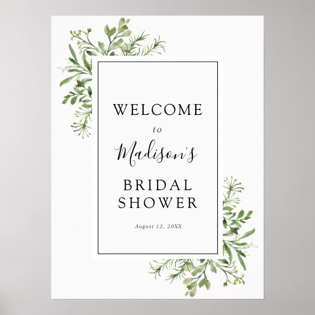 Póster Sencilla vegetación Poster de bienvenida con ducha (Frente)
