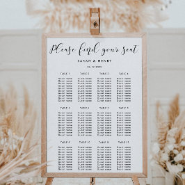 Póster Sencilla y elegante carta de asientos para bodas
