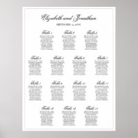 Sencilla y elegante gráfico de asientos de 14 Boda