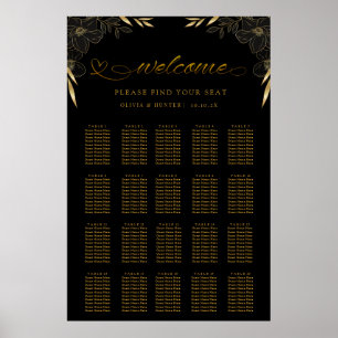 Póster Sencilla y elegante gráfico de asientos de Boda ne