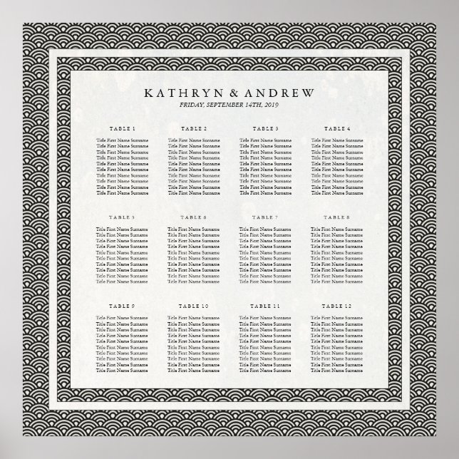 Póster Sencilla y elegante gráfico de asientos Seigaiha e (Frente)