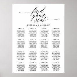 Póster Sencilla y elegante lista de asientos para Bodas d