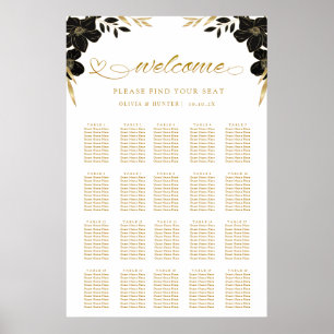 Póster Sencilla y elegante tabla de asientos de Boda blan