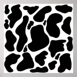 Póster Sencillas manchas de vacas grandes en blanco y neg