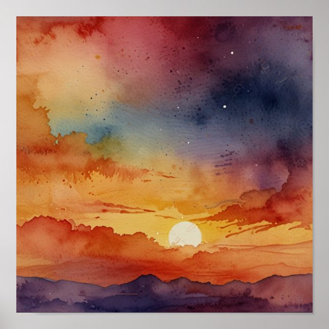 Póster Sencillez serena: acuarela Minimalista moderna (Frente)