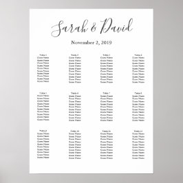 Póster Sencillo cuadro de asientos Boda de elegancia 18x2
