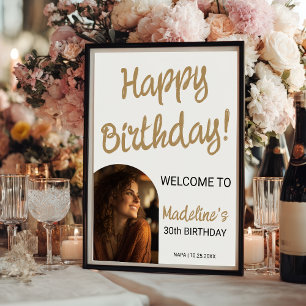 Póster Sencillo cumpleaños feliz 30º foto bienvenida de o