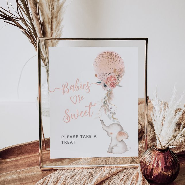 Póster Sencillo Elefante y dulce de Baby Shower con globo (Subido por el creador)