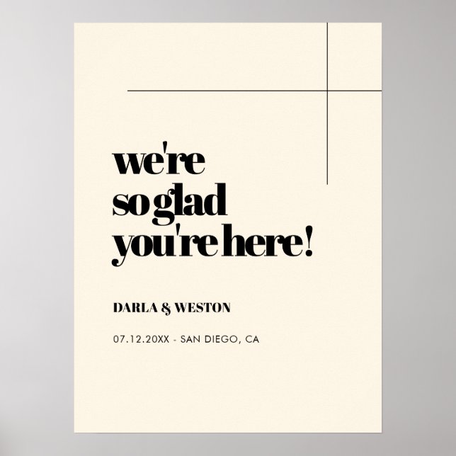 Póster Sencillo, elegante y moda Muy contento de estar aq (Frente)