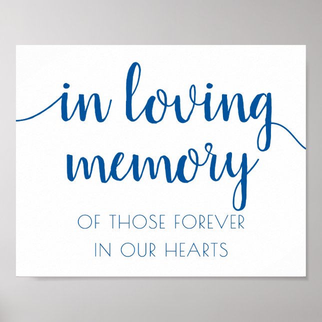 Póster Sencillo En Memoria Amorosa | Memorial Azul Francé (Frente)