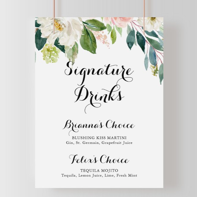 Póster Sencillo Foliage Verde Floral Firma Bebe Rótulo (Subido por el creador)