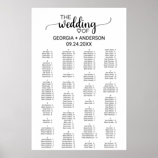 Póster Sencillo gráfico alfabético negro (Frente)