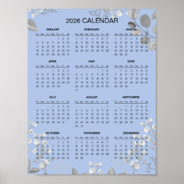 Póster Sencillo pero elegante calendario floral 2026 | 
