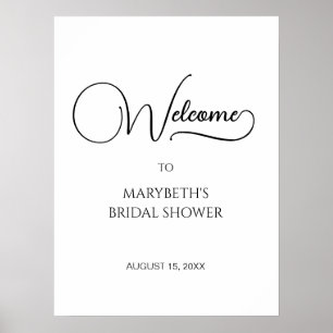 Póster Sencillo Poster de bienvenida con flores de escrit