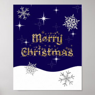 Póster Sencillo Purpurina elegante de Navidades espumosos