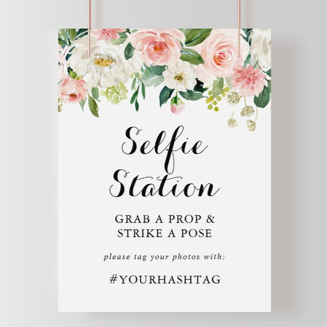 Póster Sencillo Rótulo de la estación de selfie floral ve (Subido por el creador)