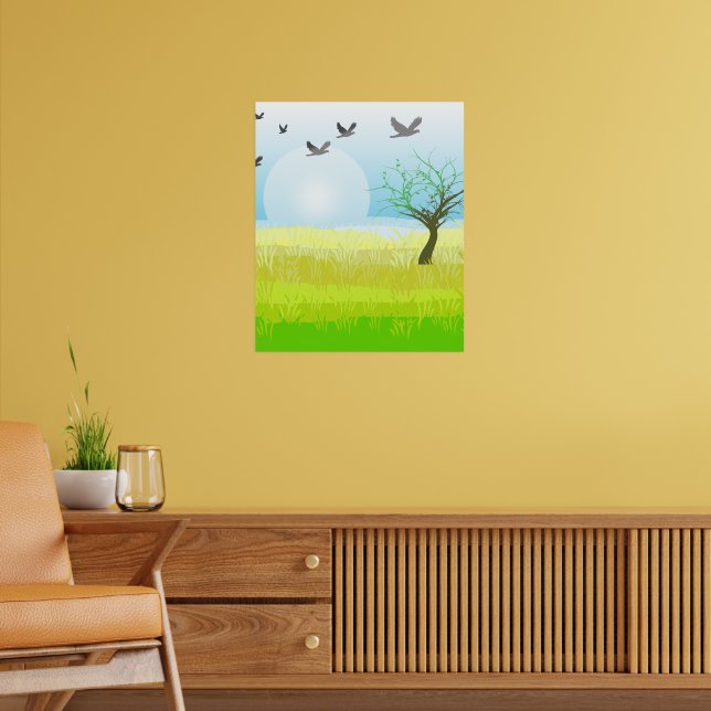 Póster Sencillo Sol Verde que da a Savanna (Salón 2)