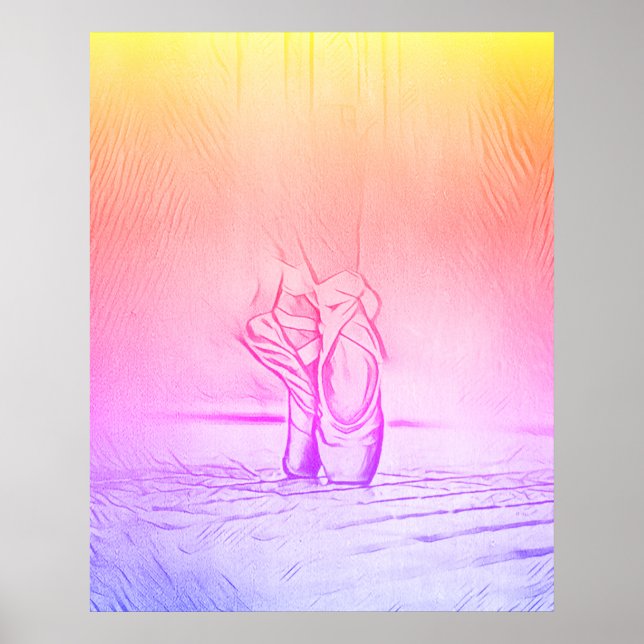 Póster Sencillo y elegante ballet rosa zapato arcoiris (Frente)