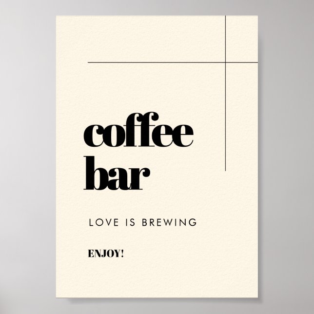 Póster Sencillo y elegante signo de la barra de café de l (Frente)