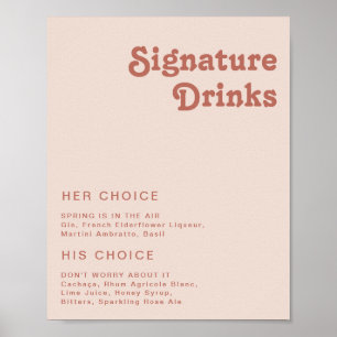 Póster Sencillos tonos retro   Bebidas emblemáticas Rosa 