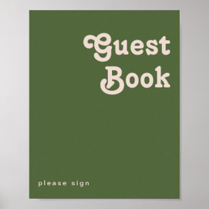 Póster Sencillos tonos retro Libro de firmas de invitad