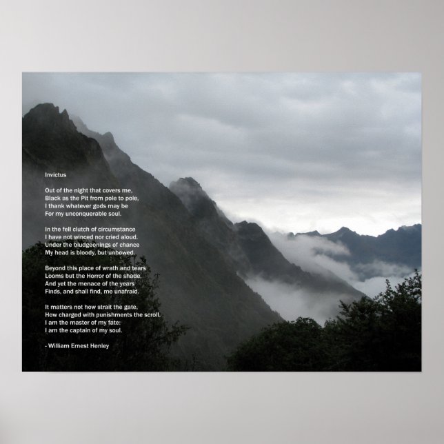 Póster Senderismo en las nubes - poster del poema Invictu (Frente)