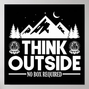 Póster Senderismo Montaña Pensar fuera Sin Caja Necesaria