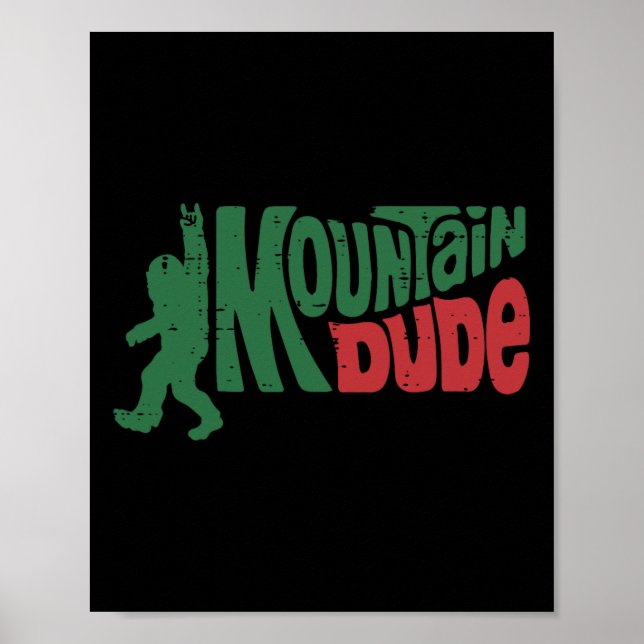 Póster Senderismo Montaña Pie Grande Tipo Sasquatch Roca  (Frente)
