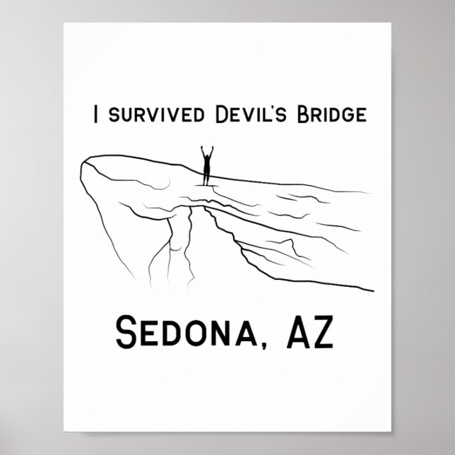 Póster Senderismo Sedona Sobreviví al Devil's Bridge Meme (Frente)