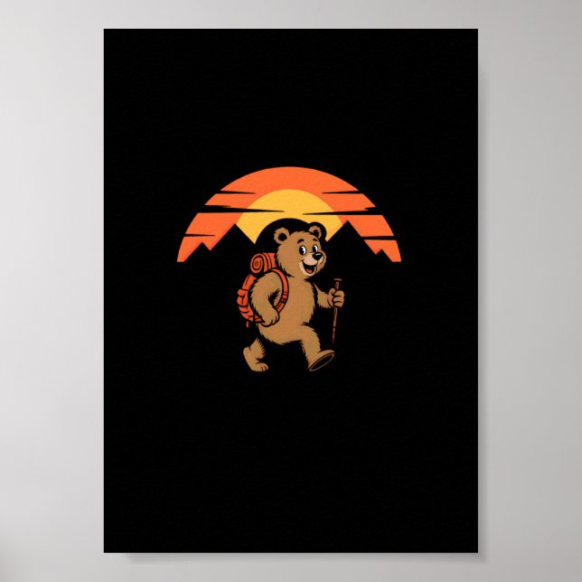 Póster Senderismo Vintage es simplemente caminar con osit (Frente)