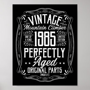 Póster Senderismo Vintage Montañas 1985 Retro Caminante N
