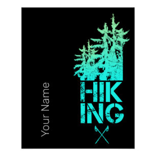 Póster Senderismo y trekking al aire libre Diseño de bosq