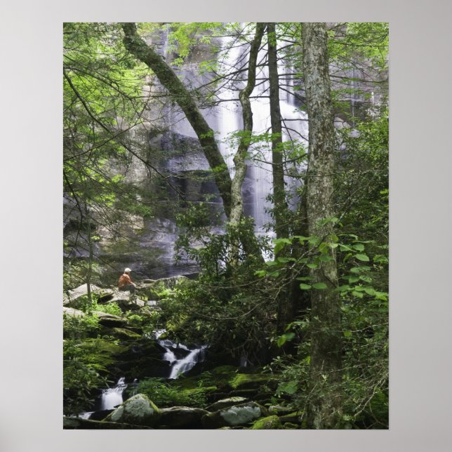 Póster Senderista admira Falls Branch Falls (Frente)