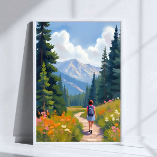 Póster Sendero de excursión Montaña Naturaleza Paisaje Ac