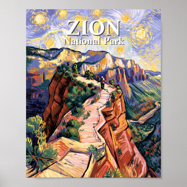 Póster Sendero de excursión Van Gogh Zion Angels Landing  (Frente)