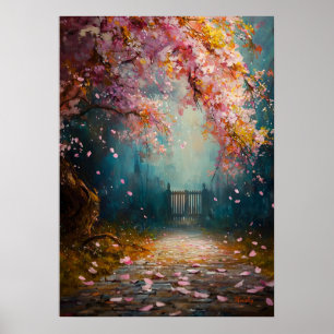 Póster Sendero de Flor Encantada - Paisaje Floral Místico