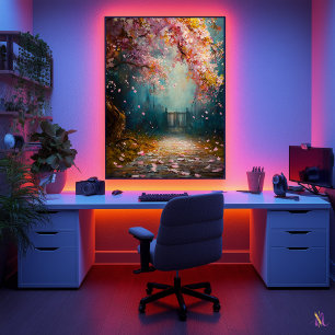 Póster Sendero de Flor Encantada - Paisaje Floral Místico