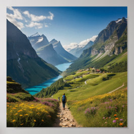 Póster Sendero de Hiker a la serenidad - Escenario amanec