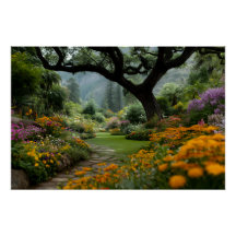 Sendero de jardín bajo el majestuoso dosel de flor