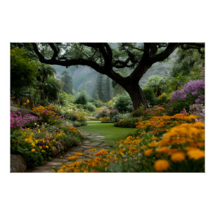 Póster Sendero de jardín bajo el majestuoso dosel de flor